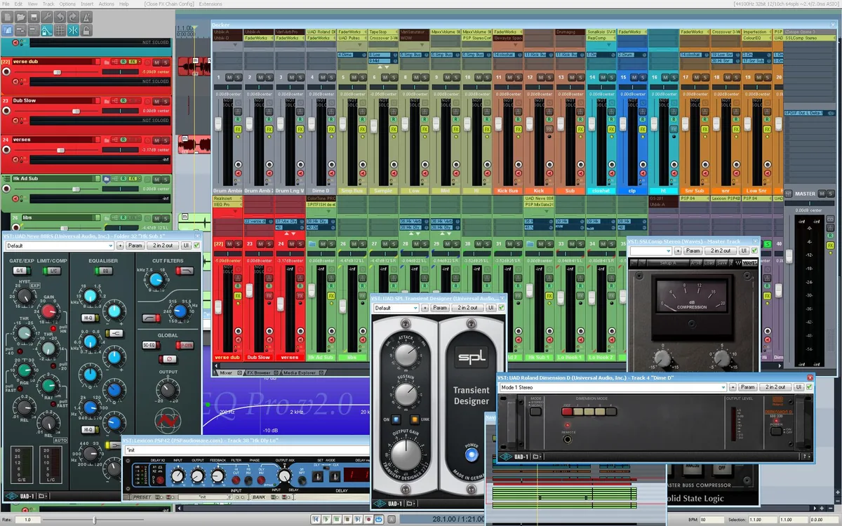 Official REAPER mixer view used in an ASIO4ALL for REAPER setup guide